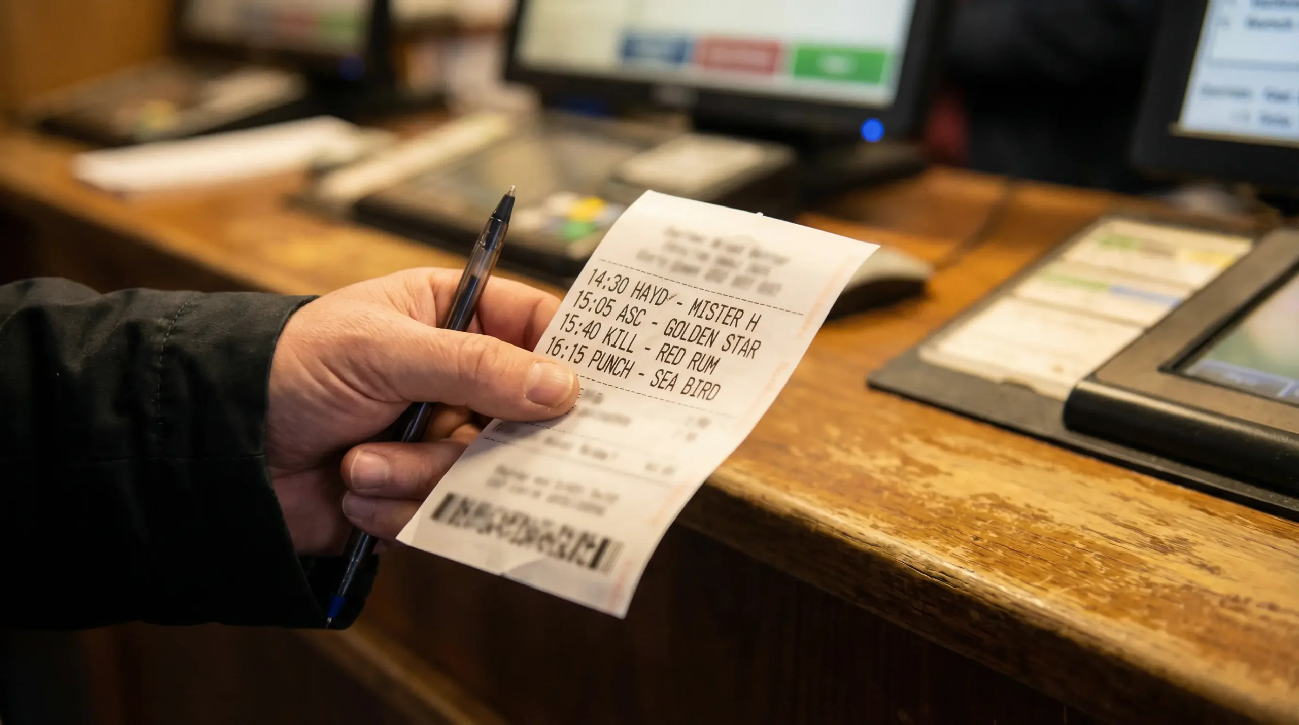 Greyhound accumulator bet slip showing multiple legs across different races
